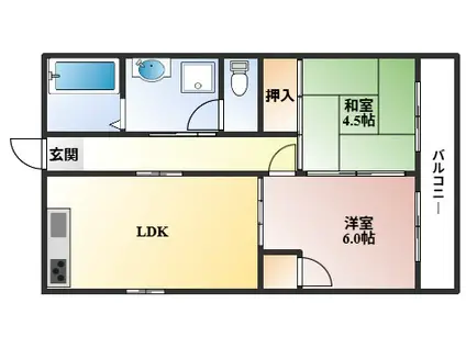 エアロプレーンII(2LDK/3階)の間取り写真