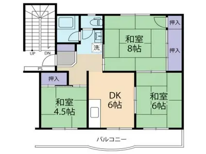 落合農住団地E棟(3DK/5階)の間取り写真