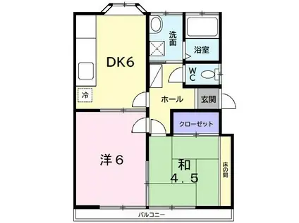 メゾンソレイユ(2DK/2階)の間取り写真