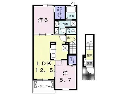 プリムラ 五番館(2LDK/2階)の間取り写真