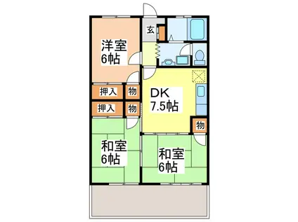 パークハイム和田(3DK/2階)の間取り写真