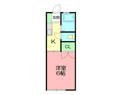 ハイツ伊奈(1K/1階)の間取り写真