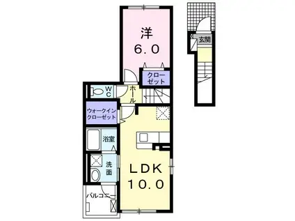 コンフォール苅田(1LDK/2階)の間取り写真