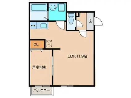 LA CASA FELICE和白(1LDK/1階)の間取り写真