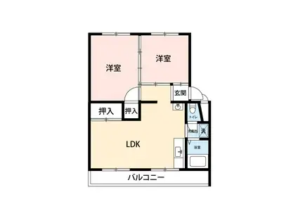 下田部C団地27棟(2LDK/4階)の間取り写真