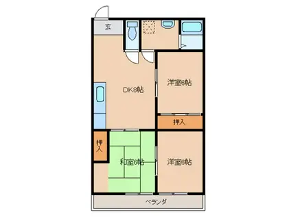 祝吉コーポレーション(3DK/2階)の間取り写真