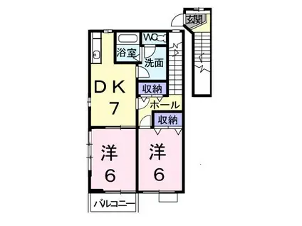 プロムナ-ドII(2DK/2階)の間取り写真