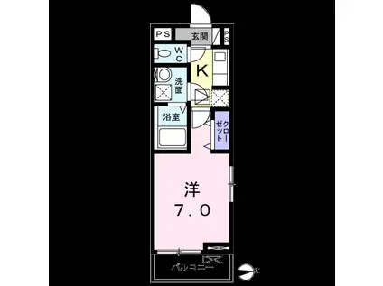 小田急江ノ島線 桜ケ丘駅 徒歩5分 2階建 築3年(1K/1階)の間取り写真