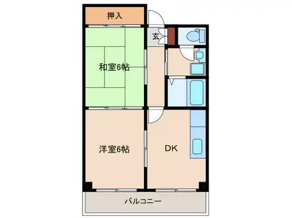 ウェルス新大阪(2DK/4階)の間取り写真