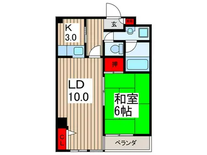 エンブレム松戸(1LDK/3階)の間取り写真