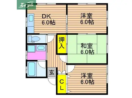 メイプル原古才(3DK/1階)の間取り写真