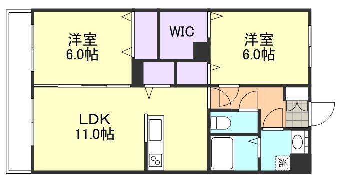FーCITY老松町(2LDK/2階)の間取り写真