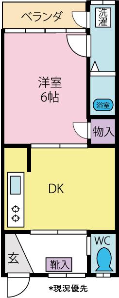 スペースII渡辺(1DK/2階)の間取り写真