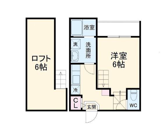 セレーノオオゾネ(1K/2階)の間取り写真