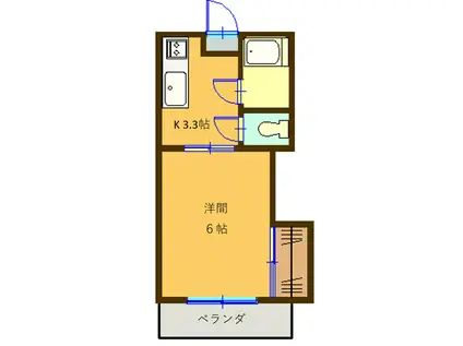 ウイング鎌田(1K/2階)の間取り写真