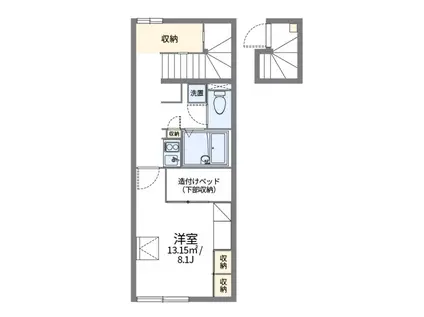 クレストコート(1K/2階)の間取り写真