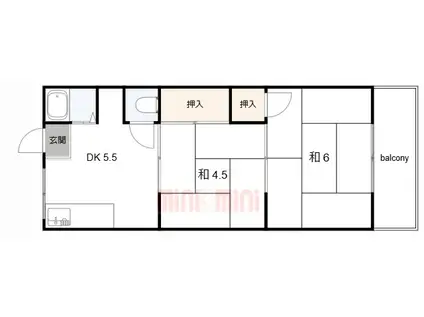 本津マンション(2DK/2階)の間取り写真