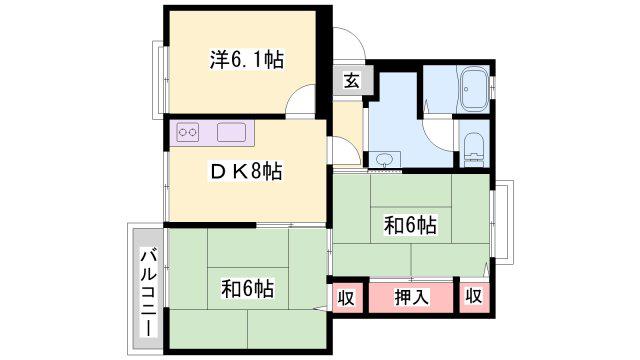 エクメーネ香呂(3DK/2階)の間取り写真