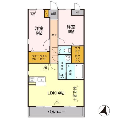ウィステリア 312(2LDK/3階)の間取り写真
