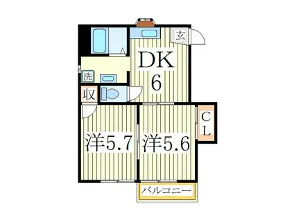 ガーデンハイツ桜台A(2DK/2階)の間取り写真