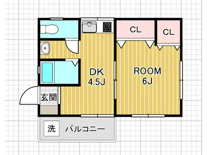 天神ユーハイツ(1DK/2階)の間取り写真
