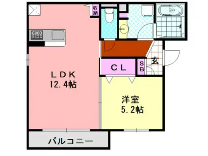 LAKE SIDE YAMAKI(1LDK/1階)の間取り写真