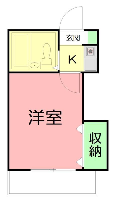 パレス海老名(1K/2階)の間取り写真