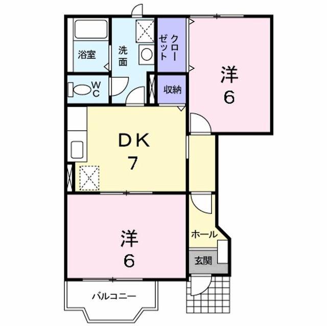 エクセシオールA(2DK/1階)の間取り写真