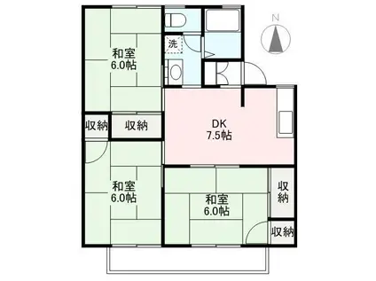 サン・サン・3(3DK/2階)の間取り写真
