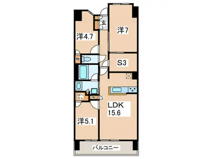 リビオタワー小田急相模原(3SLDK/17階)の間取り写真