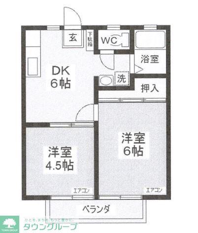 キャッスル・リナ(2DK/2階)の間取り写真