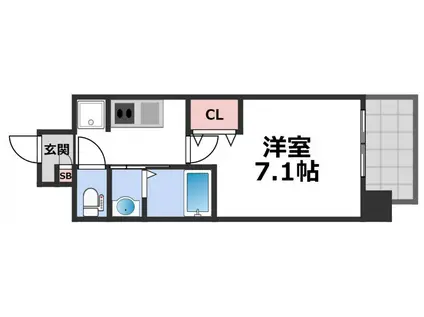 PARK HILLS今里RAY(1K/9階)の間取り写真