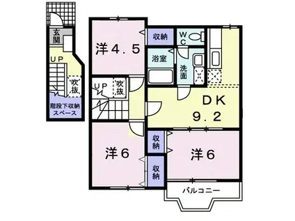 アンソレイエII(3DK/2階)の間取り写真
