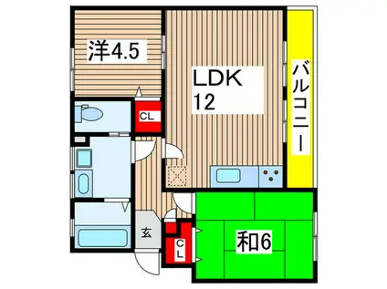 なるみグリーンコーポ4号棟(2LDK/1階)の間取り写真