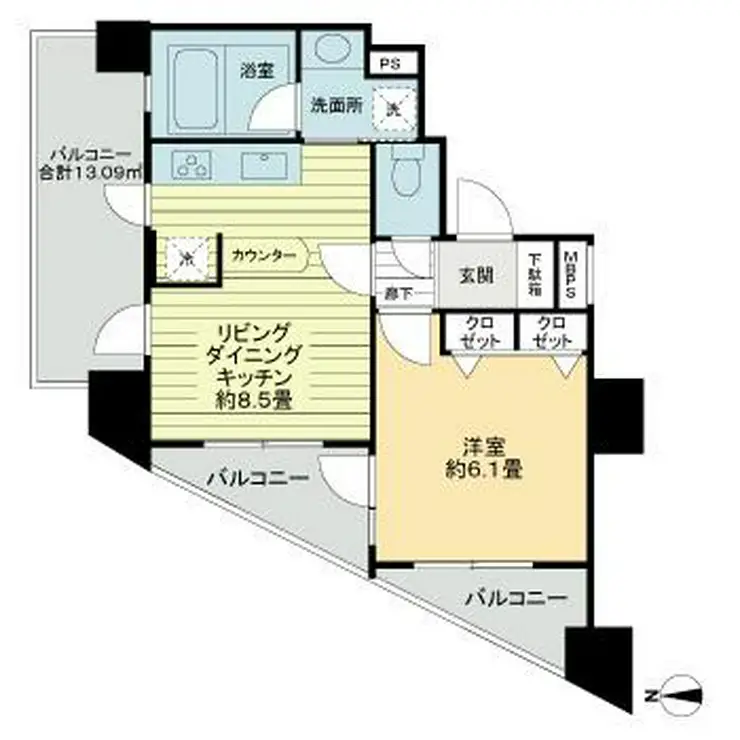 ライオンズマンション横浜桜木町 4階階 間取り