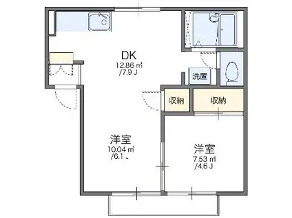 レオパレスプレジール石橋(2DK/2階)の間取り写真