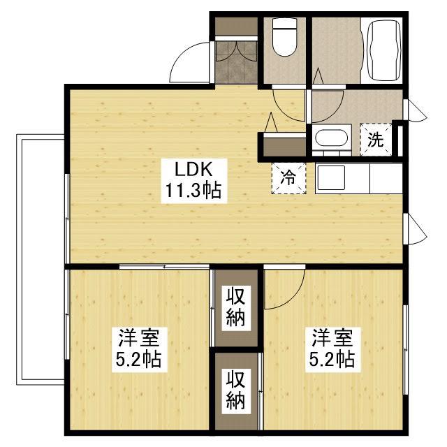 ファイン横尾(2LDK/2階)の間取り写真