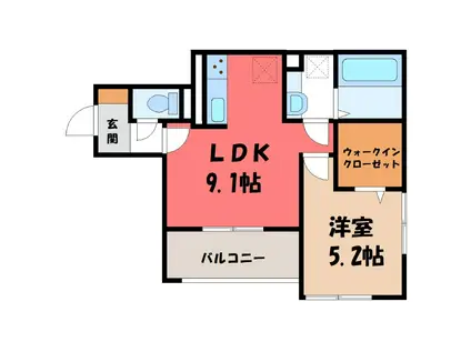 LA MAISON 本町(1LDK/3階)の間取り写真