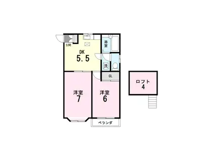 東武東上線 新河岸駅 徒歩18分 2階建 築36年(2DK/2階)の間取り写真