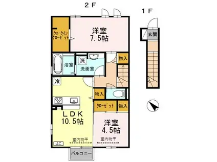 アコアカット(2LDK/2階)の間取り写真