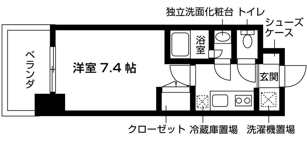グランハイム山手通(1K/7階)の間取り写真
