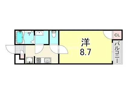 クレイノフローラ西長洲(1K/2階)の間取り写真