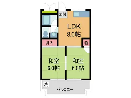 TOHOマンション第2(2LDK/4階)の間取り写真