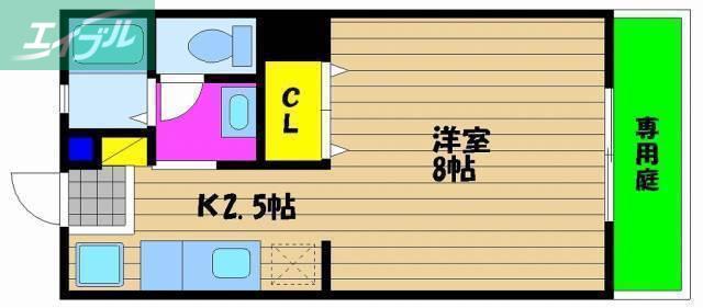 後神ハイツ(1K/1階)の間取り写真