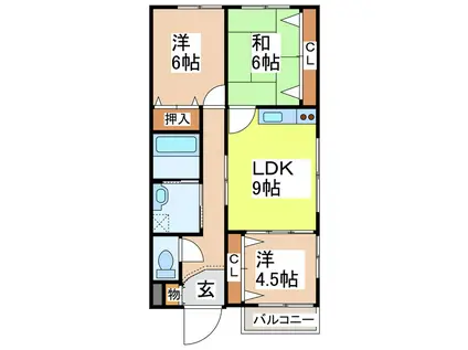 メゾンパルナスII(3LDK/2階)の間取り写真