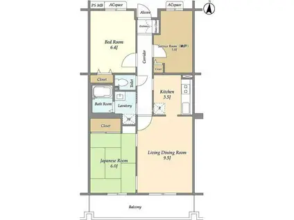 オーキッドレジデンス港北綱島イースト(2SLDK/5階)の間取り写真