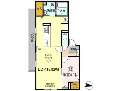 GRAZIO B棟(1LDK/2階)の間取り写真