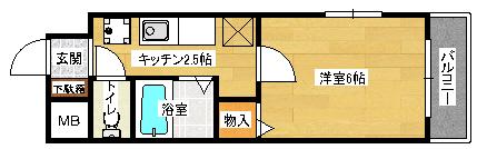 グランドール西旭町(1K/5階)の間取り写真
