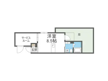 ガレット南福岡(ワンルーム/1階)の間取り写真