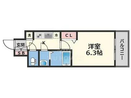 エスリード京橋グランツ(1K/9階)の間取り写真